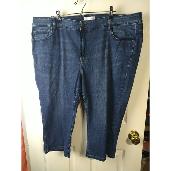 Lane Bryant Woman 26 Denim Pedal Dark Wash Blue Magic Waist Pants/Capri Shorts - Picture 1 of 11